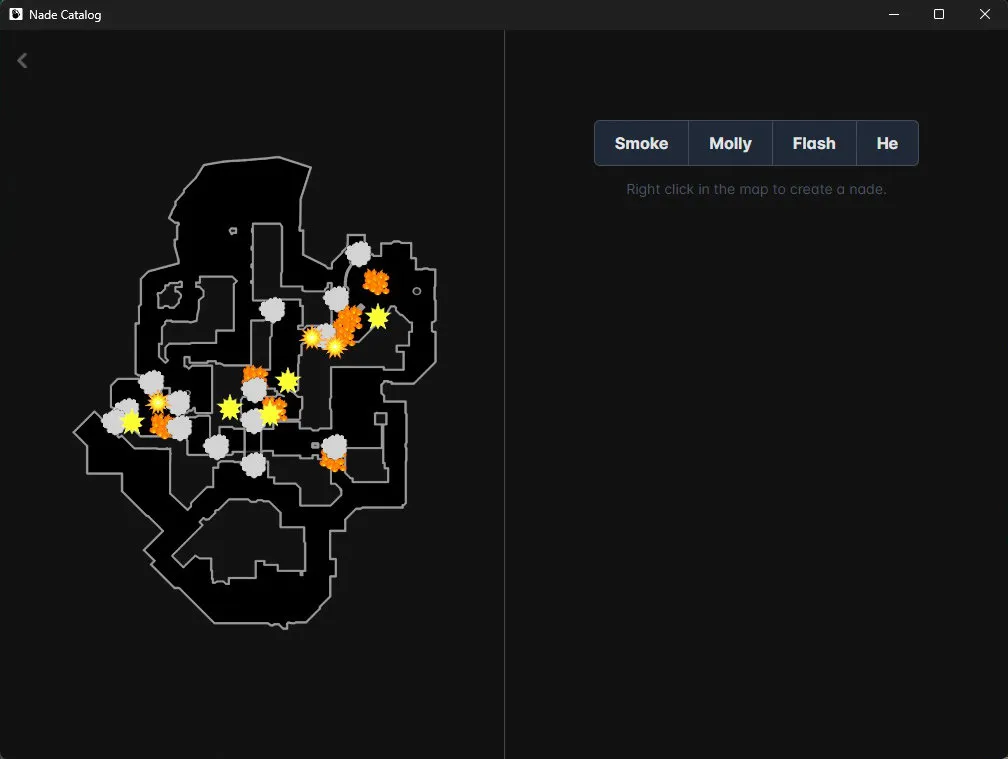 You can register smokes, mollies, flashes and HEs.